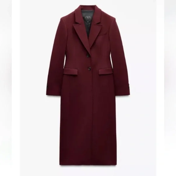 Zara Burgundy Hourglass coat - Picture 7 of 7